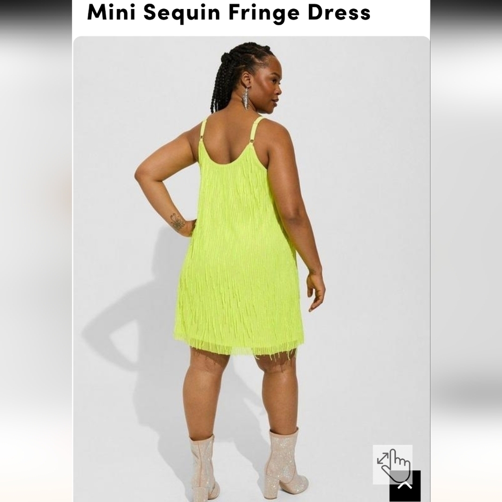 Torrid Mini Sequin Fringe Dress neon plus size 2x